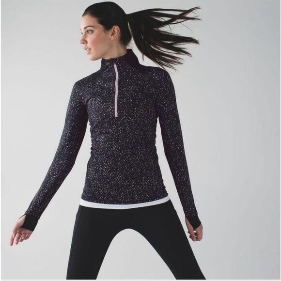 Lululemon Go The Distance 1/2 Zip Butterfly Texture Mink Berry Black Pullover 8